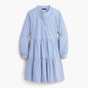 J. Crew Striped Cotton Poplin Tiered Dress